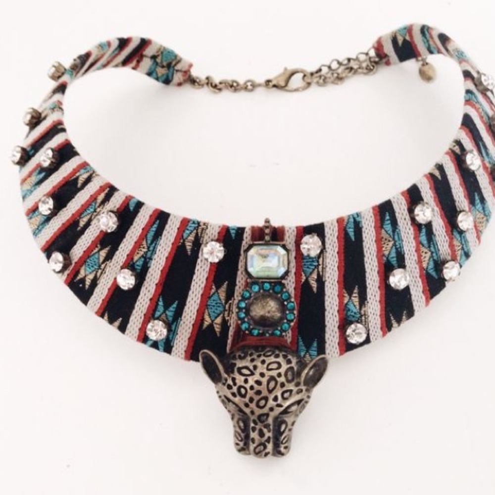 Zara statement choker necklace with leopard head